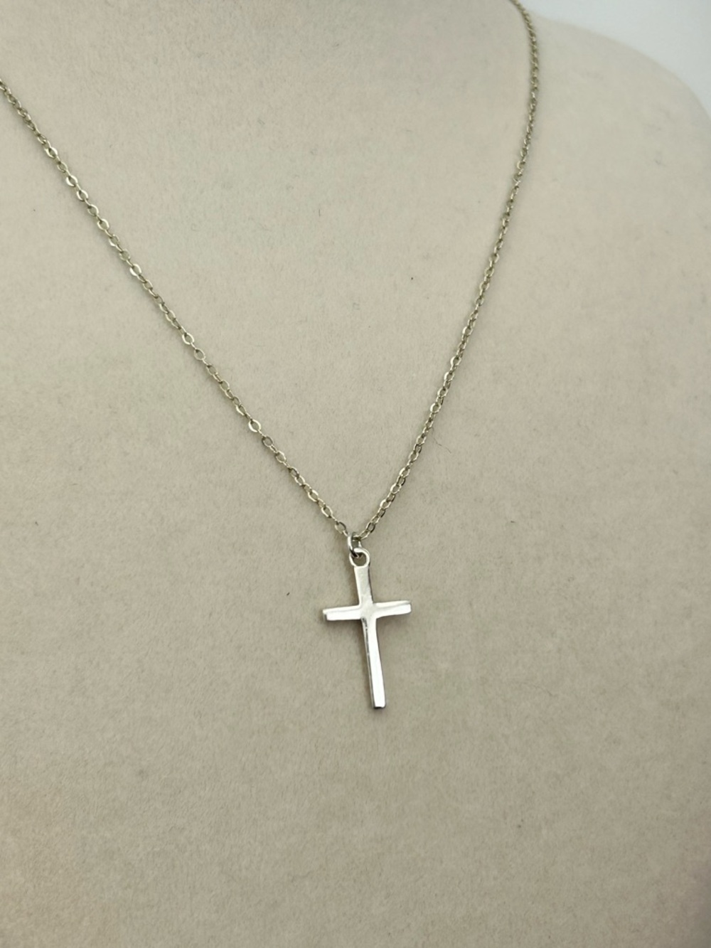 Sterling Silver Cross Pendant Necklace Dainty Simple Stamped S925 20" Adjustable
